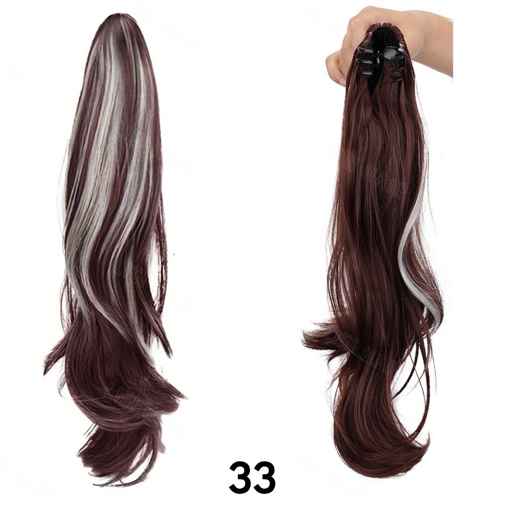 XINRAN Syntetyczny pazur, długi, falisty kucyk, odporne na ciepło doczepy, naturalny miękki, falisty kucyk, treska dla kobiet