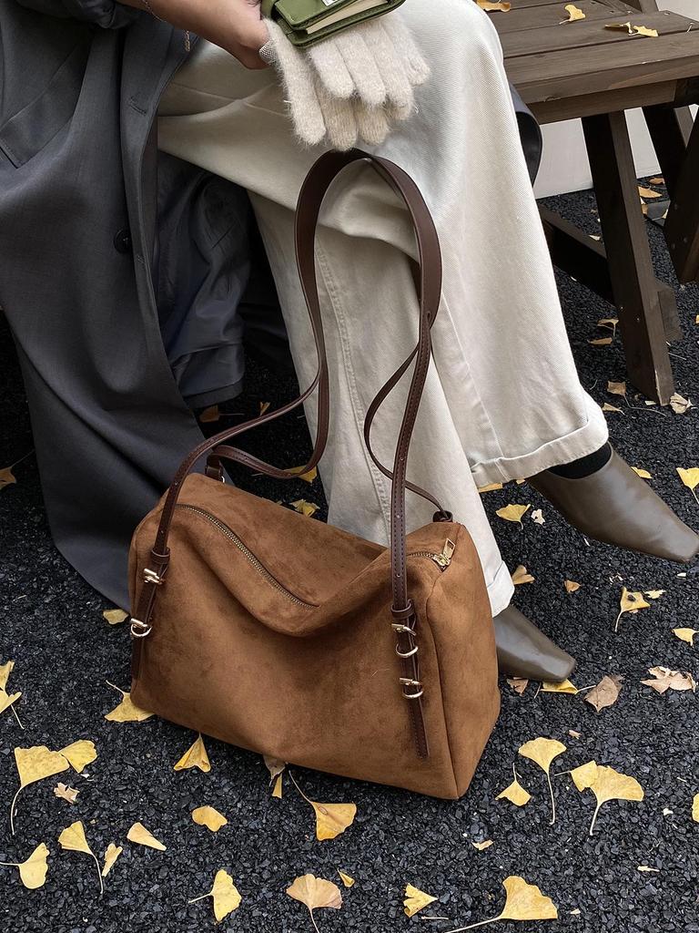 Korean Style High-End Suede Plush Retro Crossbody Bag for 2026 Summer