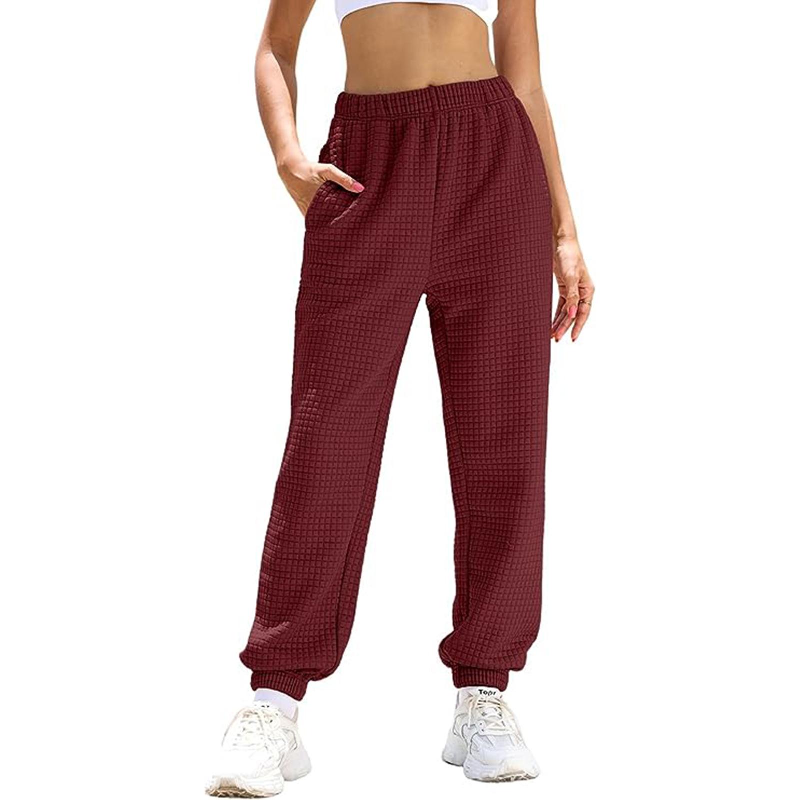 

Женские спортивные штаны, теплые брюки вафельного цвета, брюки с эластичной резинкой на талии, однотонные спортивные штаны, спортивная одежда с карманами XL