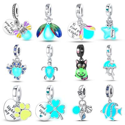 925 Argint care strălucește în întuneric Firefly Honeybee Star Charms Mărgele Fit Fasion 925 Brățări originale Cadou de bijuterii fine DIY