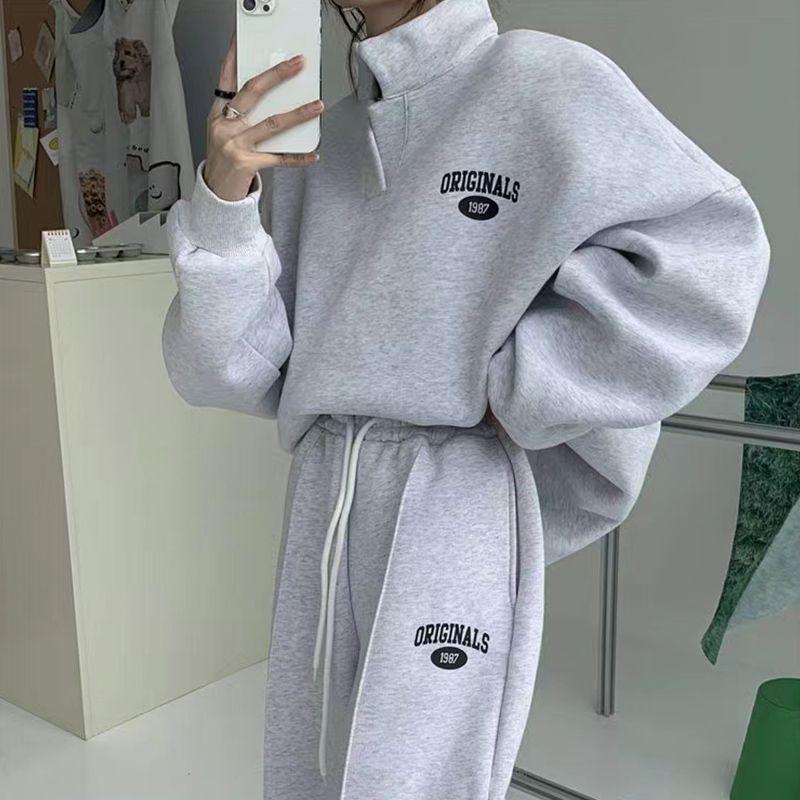 Conjunto de Sudadera Holgada y Pantalones de Chándal para Mujer Estilo Callejero Otoño/Invierno 2025