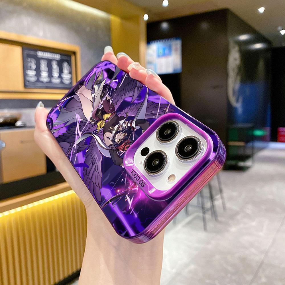 Spiel GI Kujou Sara Handyhülle für iPhone 17 16 15 14 13 12 11 X XR XS 8 7 Air Pro Max Plus Lila Transluzente Hülle