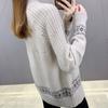 Autumn Winter Women's Half Turtleneck Sweater Loose Thick Pullover Knitted Top Jacquard Elastic Knitted Top Jumper.