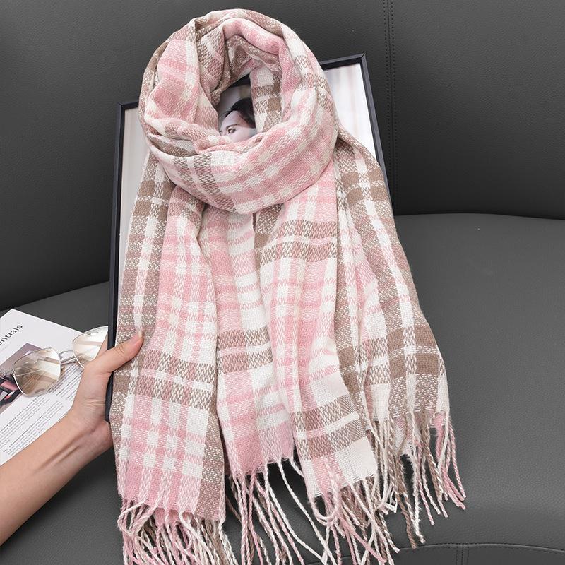New Knitted Retro Scarf Headscarf Winter Women Men Preppy Plaid Tassels Scarve Pashmina Mujer Femme Male Foulard Wrap Shawl