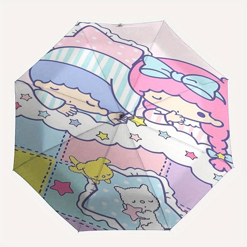Little Twin Stars,Sanrio Characters Automatic opening and closing folding umbrella with 8 rib frame and compact travel design,perfect for