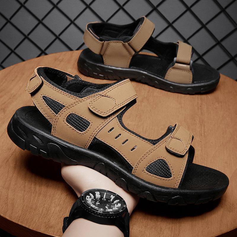 Sandals Men's Summer New Casual Large Size Middle-aged Velcro Non-slip Beach Sandals