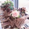 Vaso per Fiori Durevole Fioriera per Succulente Tronco d'Albero Rustico Fioriera in Cemento Fioriera Decorativa da Tavolo per Succulente Cactus