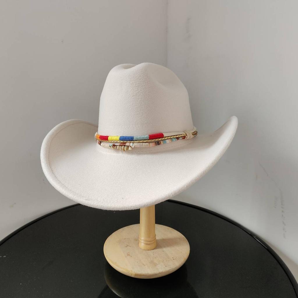 New White Western Cowboy Hat For Men And Women Jazz Cowboy Hat Color Belt Accessories Panama Sombrero Hombre Hat