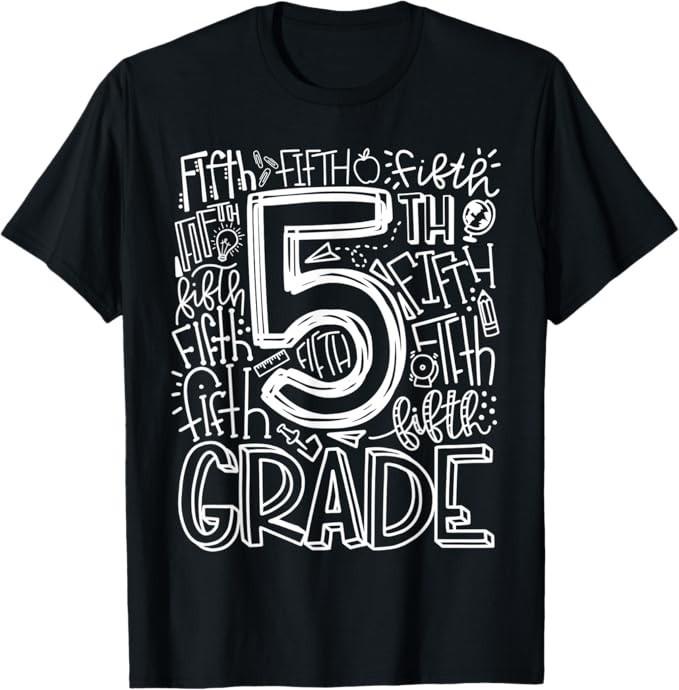 

5th Grade Typography Team Fifth Grade Teacher Back To School T-Shirt M