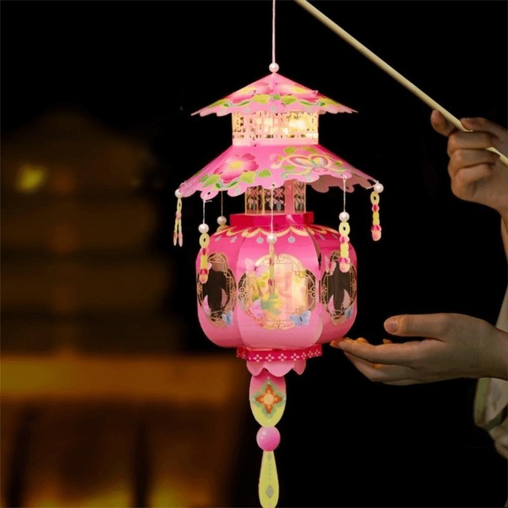 Pagoda DIY Craft Material Kit PVC Hanging LED Lantern Handheld Lantern  Party Decoration Style C