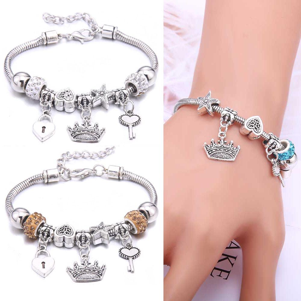 Bangles Jewelry White Butterfly Crown Beads Bracelets Brands Bracelets Fit Women Girl Gift