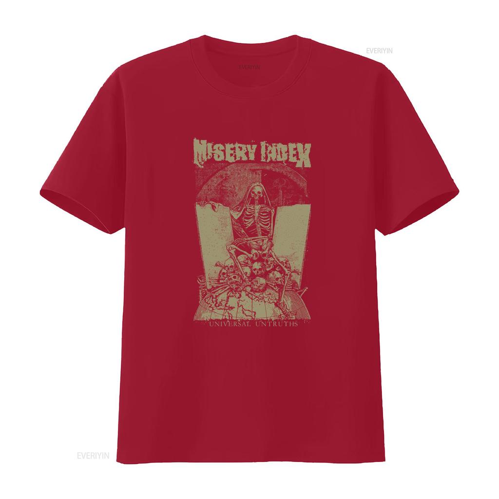 Misery Index Maglietta Verità Universali Nera Uomo S 5XL Design Teschio Scheletro Top Lavato Vintage Per l'Uso Quotidiano graphic