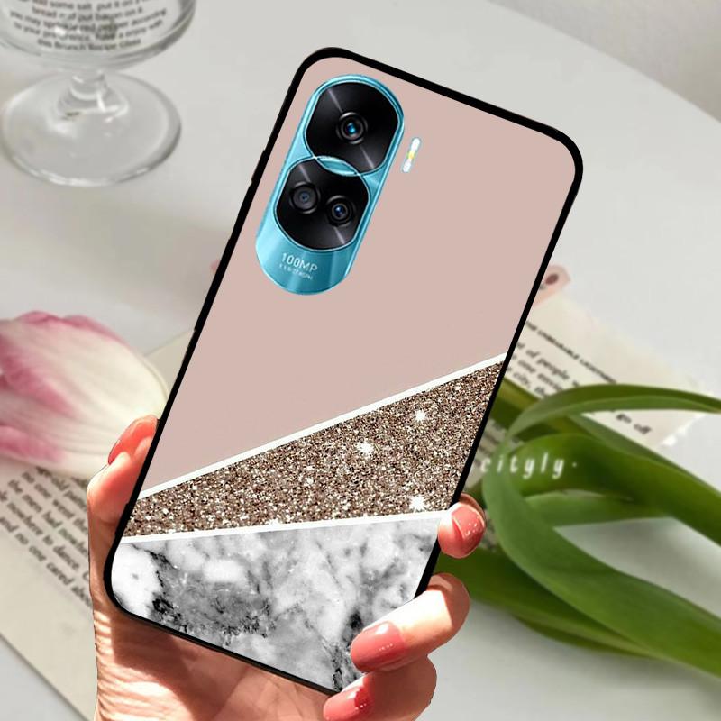 Voor Honor 90 Lite Honor90 Pro 5G Hoesje Siliconen Zacht Geschilderd Zwart Bumper Funda Coque voor HONOR 90 Pro 90Lite Beschermtas