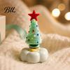Crystal Holiday Decor Handmade Glass Christmas Tree Ornament with Star Top And Colorful Bead Details, Figurine Desktop Rotating for Home Tabletop