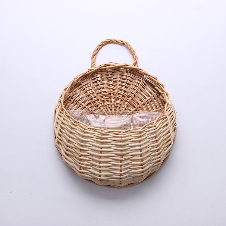 Wall Hanging Woven Basket Flower Pot - Rattan, Willow & Straw Design