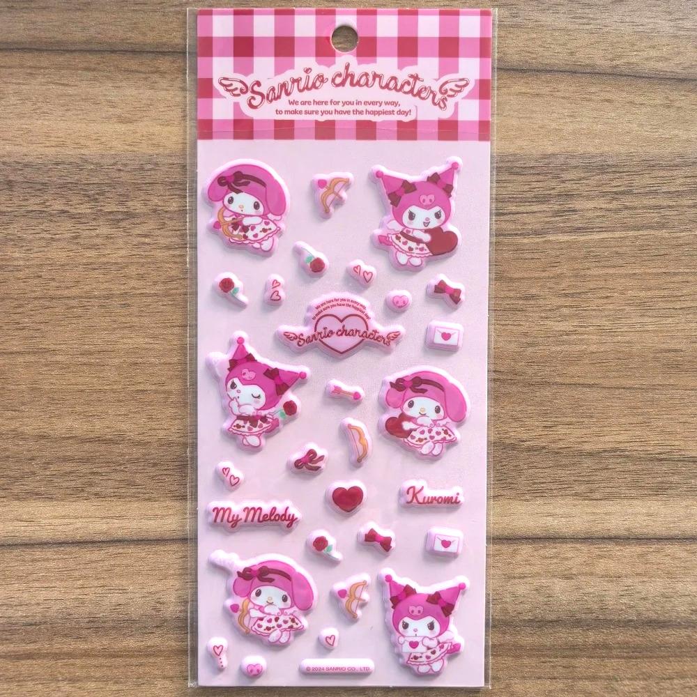 Genuine Sanrio 3D Bubble Pvc Journal Stickers Cinnamoroll My Melody Kuromi Cute Stickers For Girls Women Scrapbooking Gifts