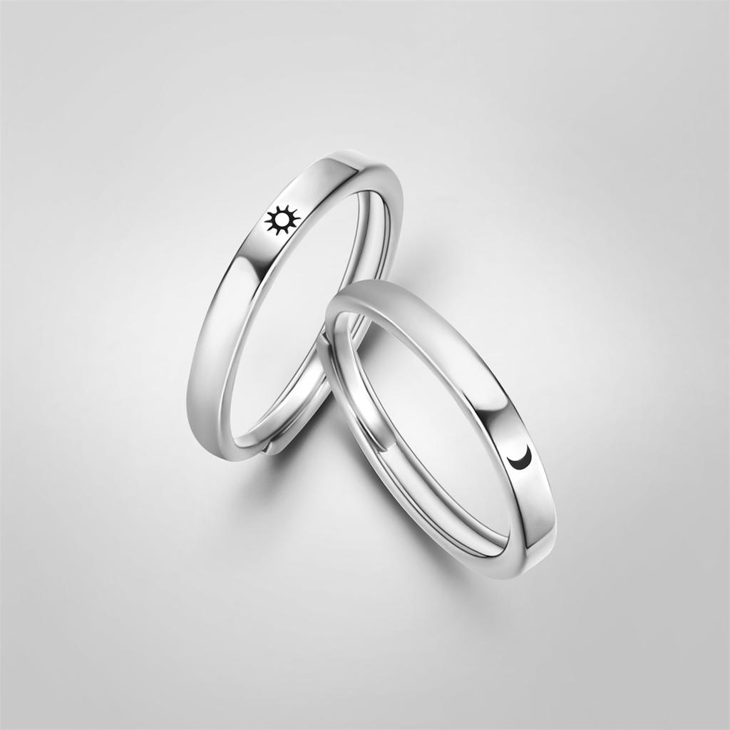 S Love Heart Heartbeat Couple Open Rings For Women Men Lover Black Copper Color Engagement Wedding Rings Valentines Day Gifts