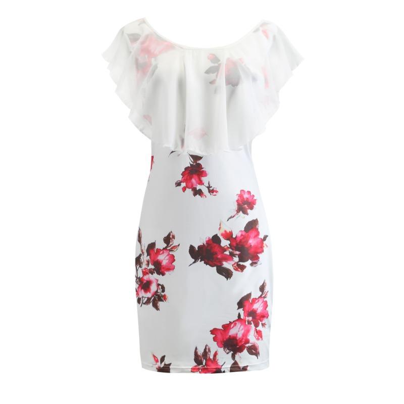 Fashion Women Floral Print Sleeveless Short Mini Dress Party Dress