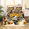 Flower Deer Head Three-Piece Quilt Cover 3D Digital Printing Bedding Set Bed Cover