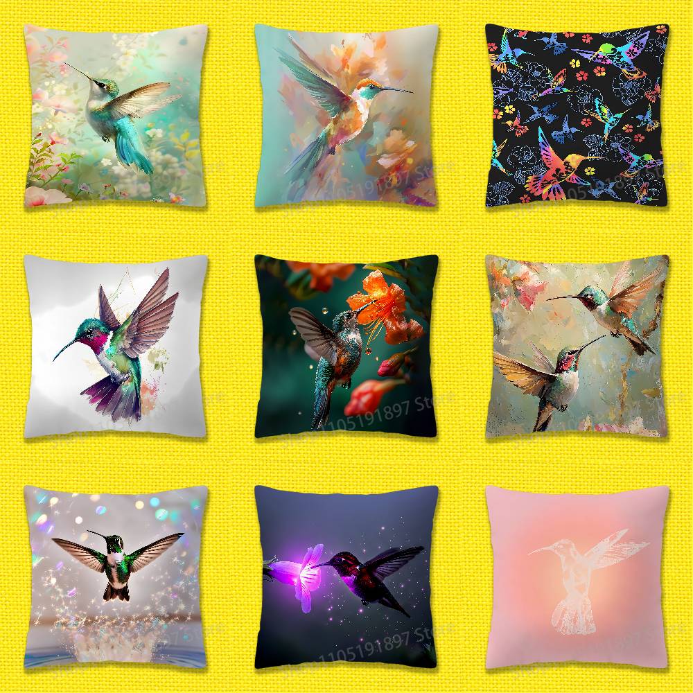 Colorful Bird Hummingbird Throw Pillow Case For 50x50cm 30x30cm 55x55cm 45x45cm 40x40cm Square Bed Pillowcase Cover