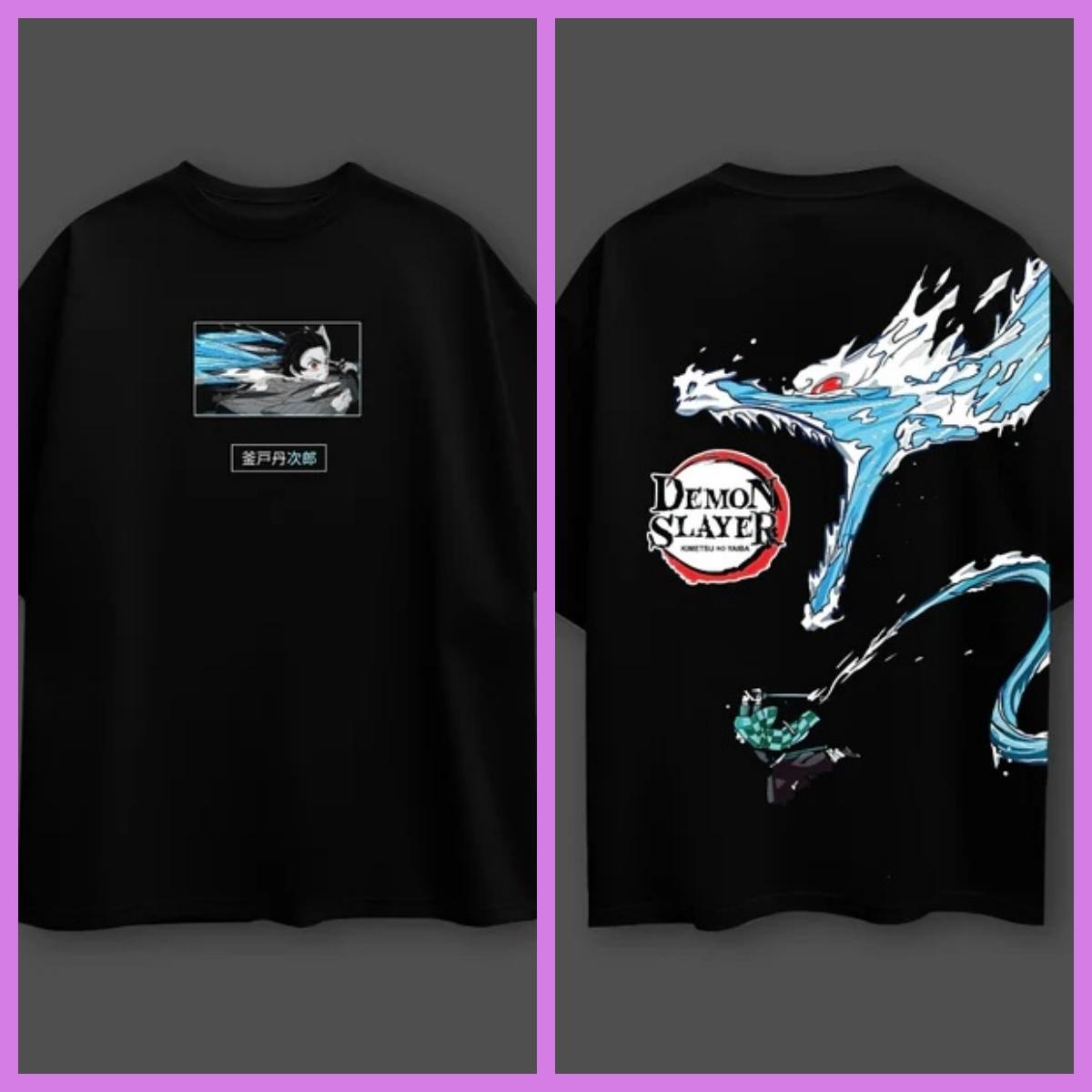 

Demon Slayer Anime Water Dragon Oversized Black Tshirt Men and Women Breathable High Quality Y2K Short Sleeve Summer Tshirt 3XL