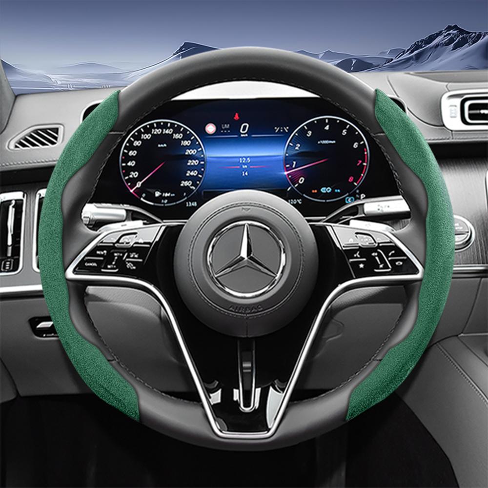 Suitable for Mercedes-Benz Sports Suede Steering Wheel Covers with Split Snap-On Design for V G S a E C Class Gle Glc Gla Glb Cls Cla Eqb Eqe Eqs Amg 