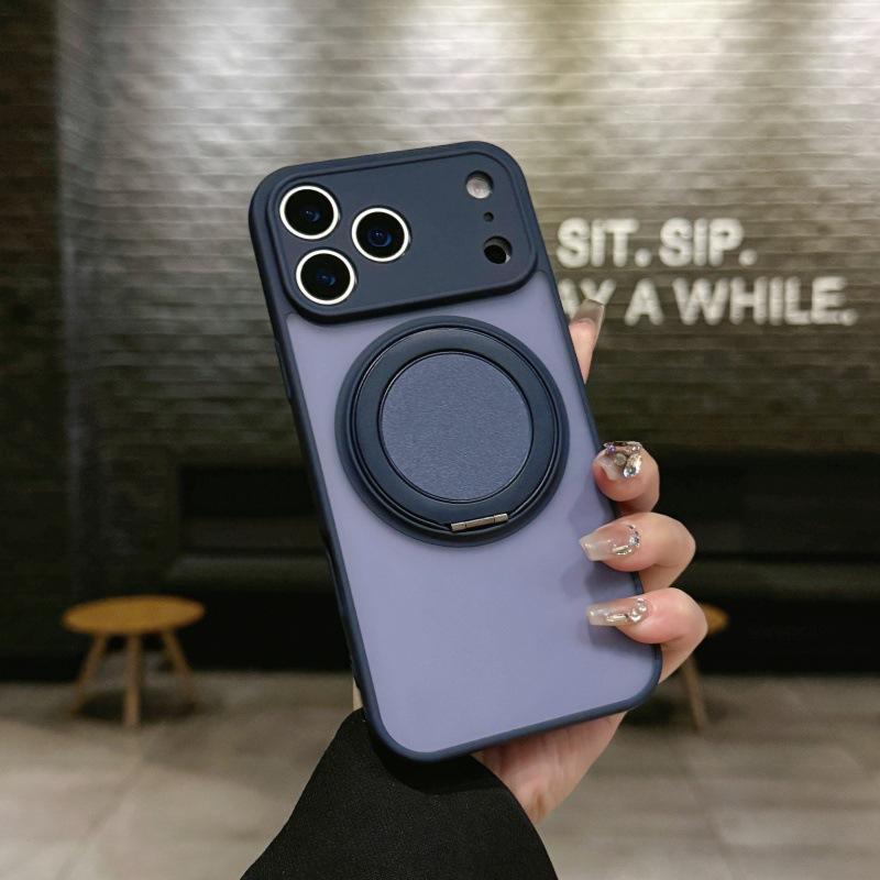 Applicable iPhone17promax matte fulcrum case all-inclusive Apple 16 rotating invisible bracket magnetic mobile phone case