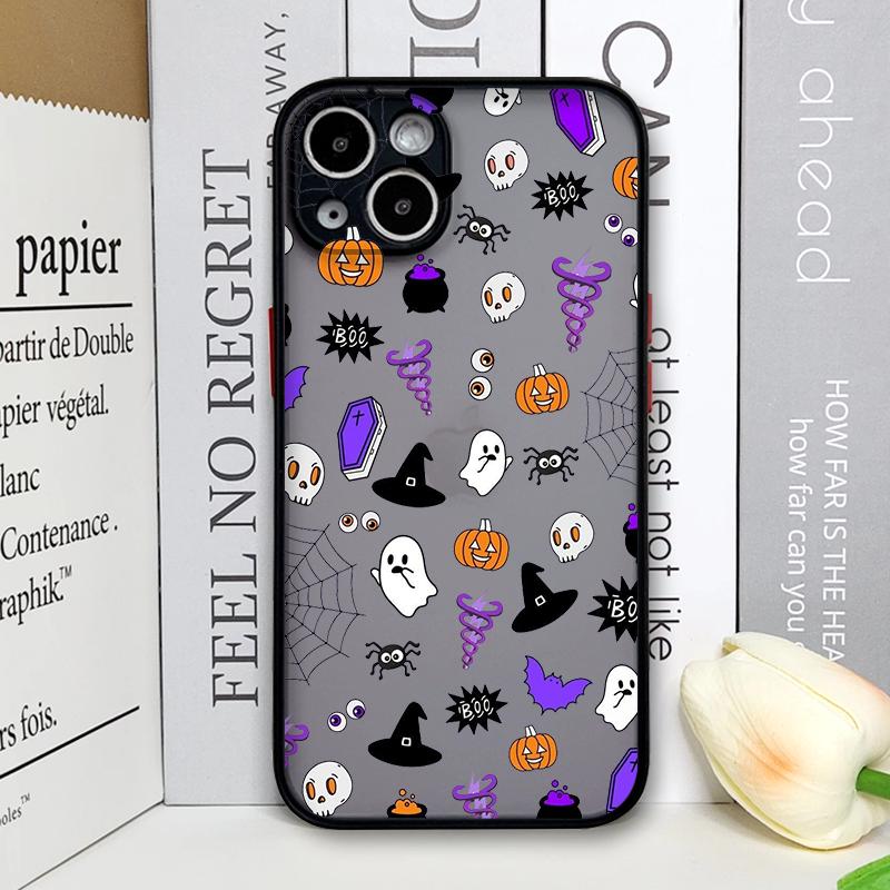 Cartoon Halloween Pumpkin Ghost Bat Pattern Phone Case for IPhone 11 12 13 14 16 15 Pro Max Mini XS X XR 7 8 Plus SE2 Back Cover