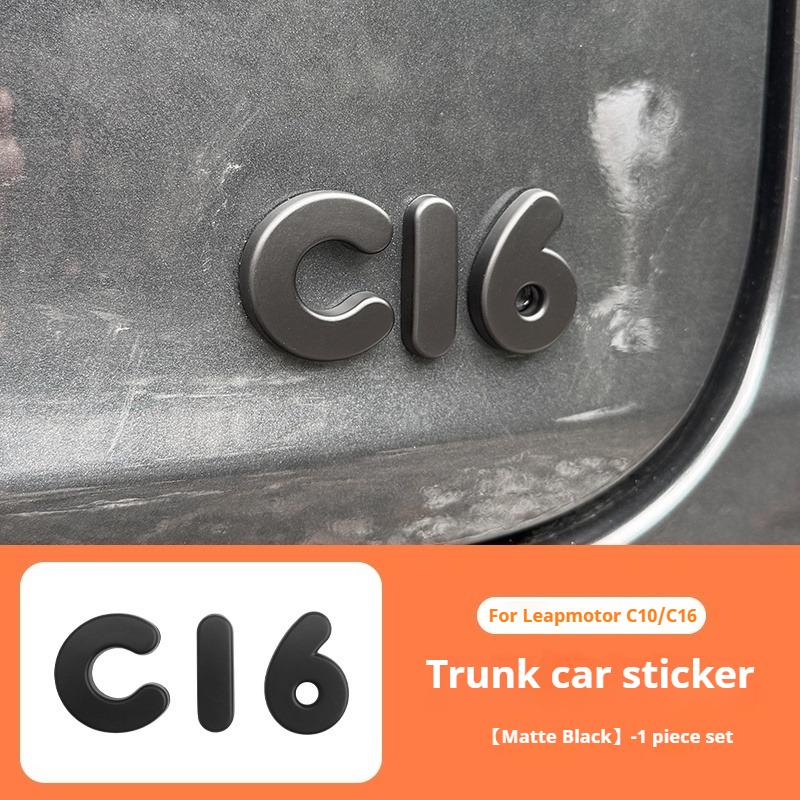 For Leapmotor C16 C10 Car Blackening Modification Logo Letters Front and Rear Badges Covering 3D Design Sticker