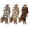 Summer Dress for Women Casual Short Sleeve V Neck Striped Midi Dress Summer Beach Sundress Boho Vacation Outfit