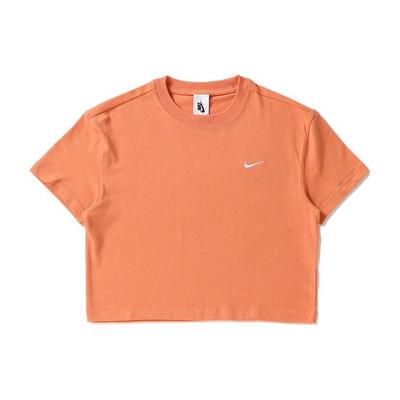 Nrg Embroidered Cotton Solid Color Short Sleeve T-Shirt Women Tops Orange DA0324-863