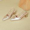 Baotou Sandals Women's 2025 New Summer Skirt Mid-heel Empty Single Shoes Silver French Thick Heel Square Head High Heels
