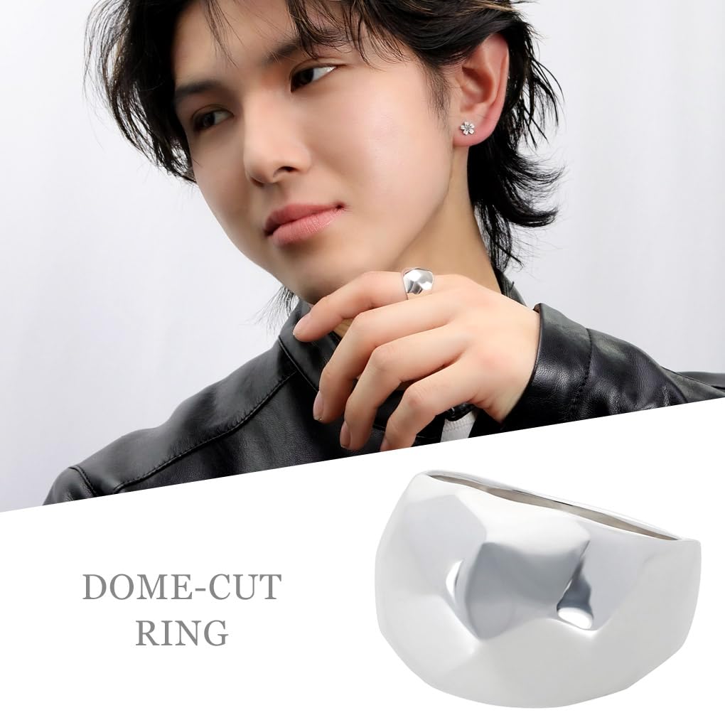 Gin no Hammered Dome Silver 925 Size [Shinjuku Kura] Ring, 22, Men's, Simple, Hammered, Rounded, Random, Wide, Mirror-Finished