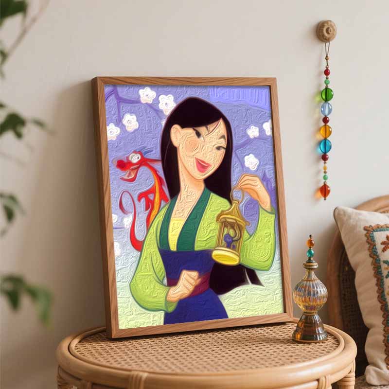 Disney Mulan Mushu DIY Oil Painting Art Painting Kit Home Wall Decor Handmade Gift Beautiful Anime Figure Wall Art Canvas Painting