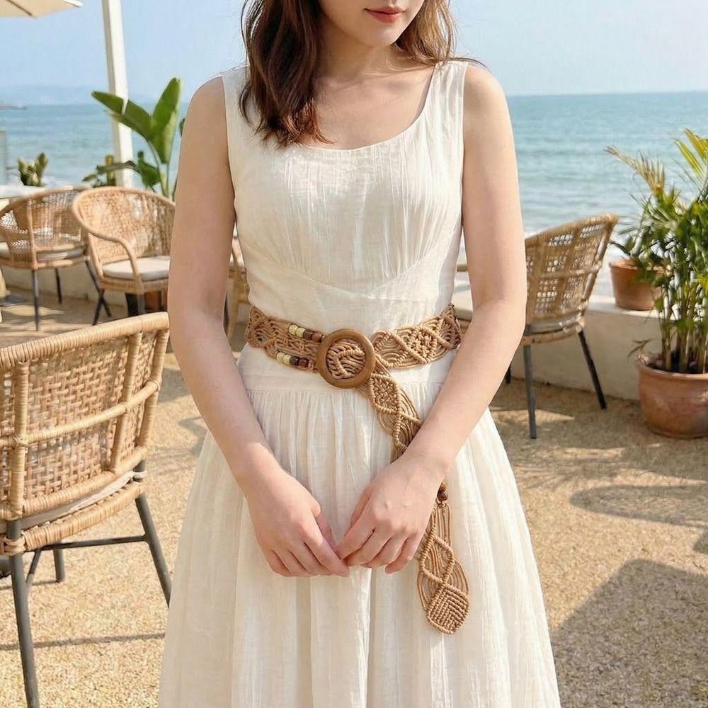 Retro Bohemian Style Belt Woven Waist Rope Vintage Weave Belt  Waist Accessories