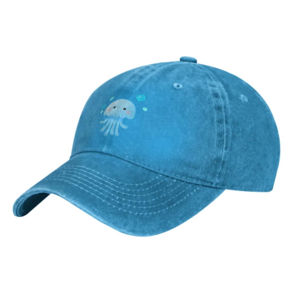 Blue Cartoon Jellyfish Fashion Classic Cotton Trucker Hat Summer Dad Cowboy Cap Outdoor Leisure Basketball Caps