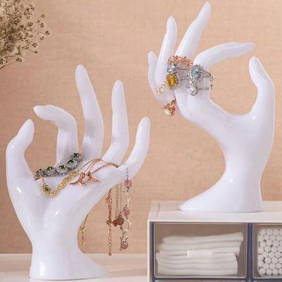 1PC Resin Material Transparent Jewelry Display Stand Elegant Ring Display Exquisite Store Display Stand Suede 16.5x7cm