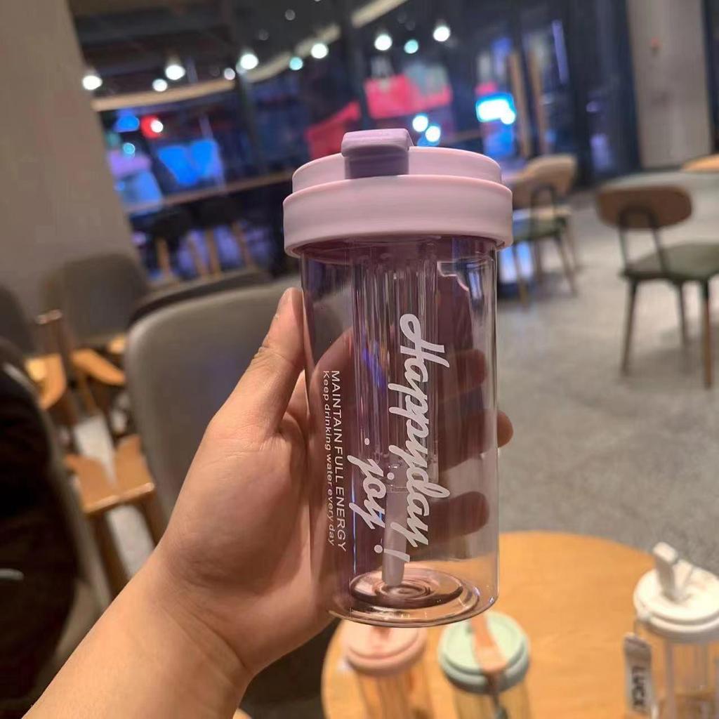 Compact Tea Infuser Straw Cup - Portable Plastic Cup with Water Separation for Students and Girls