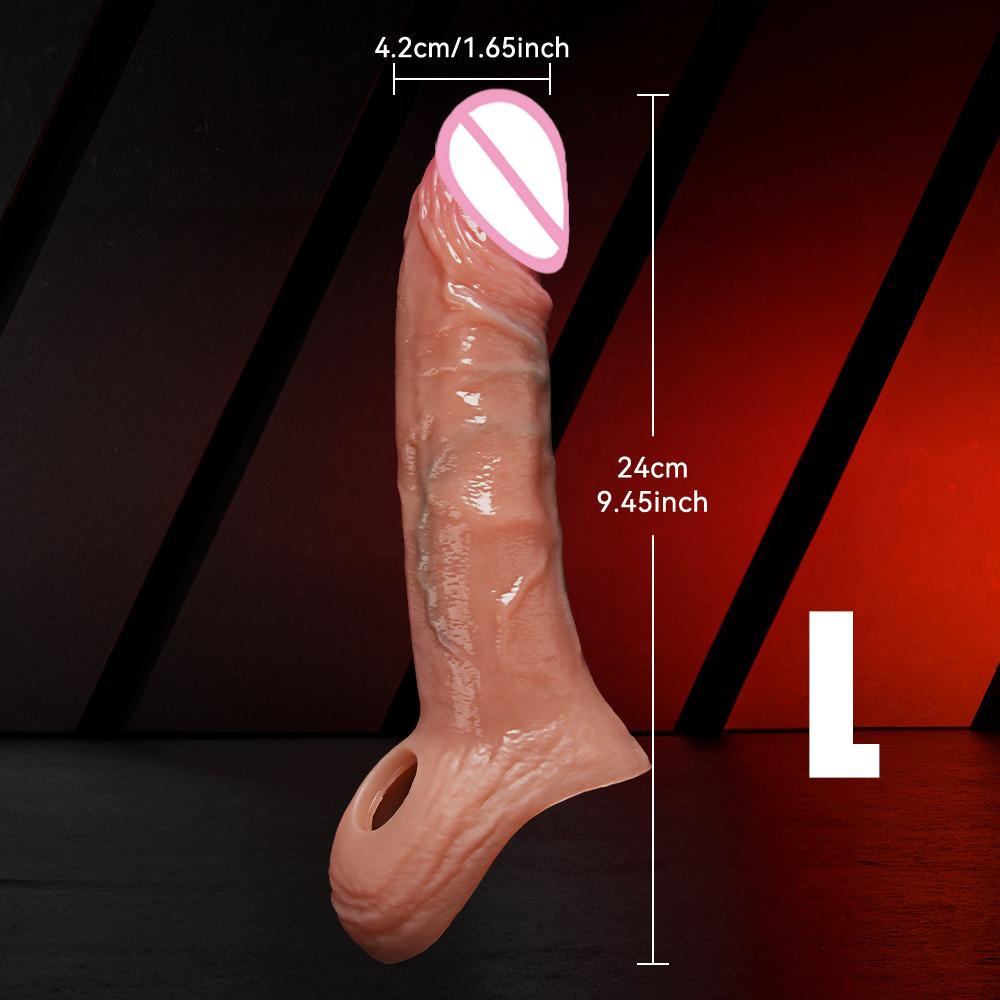 Penis Extender Sex Toys Cock Sleeve Men Adult Sexy Realistic Silicone Delay Ejaculation Enlargement Reusable Condom Training