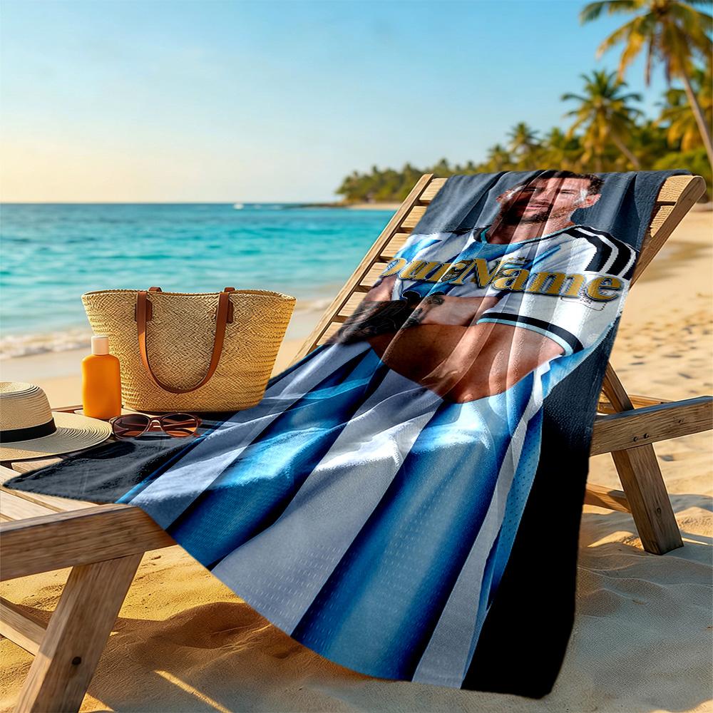 Messi Customize Your Name Beach Towel High Absorbency & Quick-Dry Perfect for Traveling Yoga Camping and Swimming