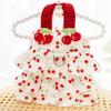 With Buckle Puppy Lace Skirt Cherry Pattern Wedding Dress New Dog Princess Dress  Summer Clothing