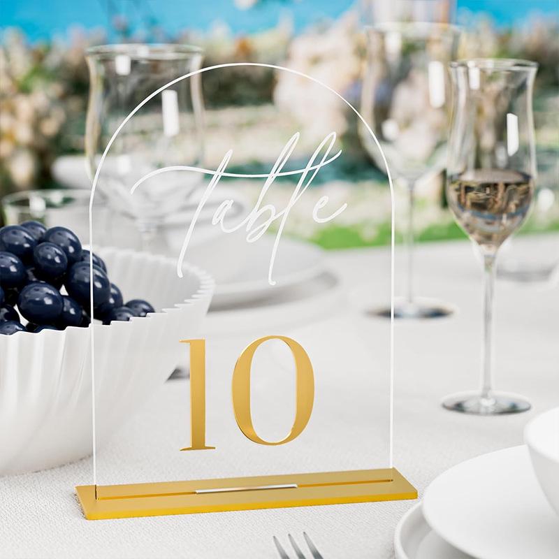 Luxury 3D Acrylic Wedding Table Number Cards - Elegant Arch Design for Banquet Seating