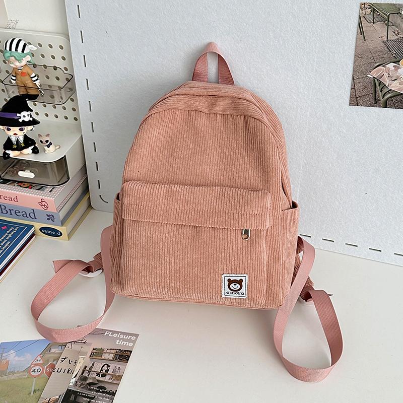 Mini Ryggsekk Dame Cordfløyel Ryggsekk Student Skoleveske