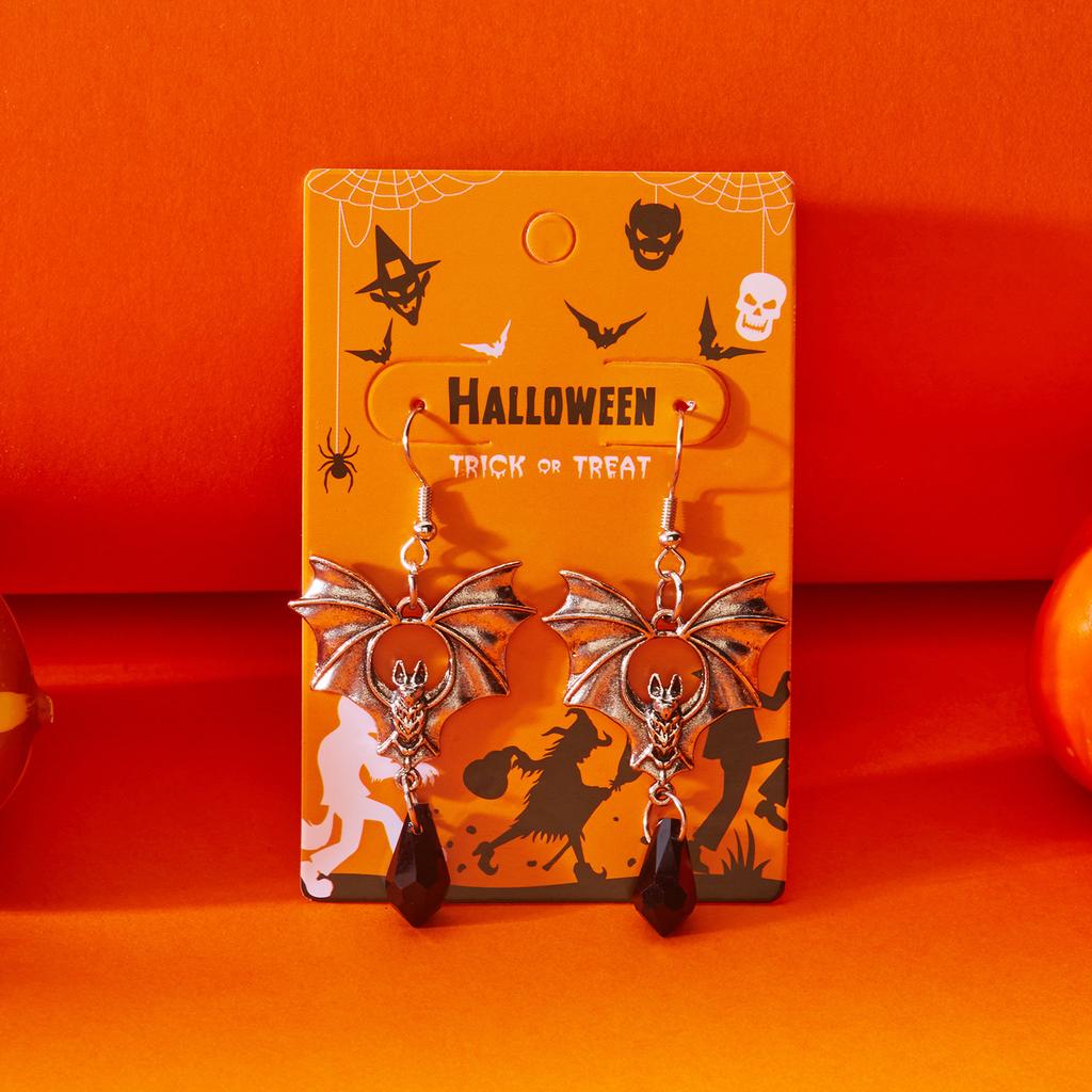 Gothic Vampire Bat Earrings for Women Man Fashion Pagan Witch Jewelry Accessories Red Crystal Vintage Bat Pendant Ear Hooks New