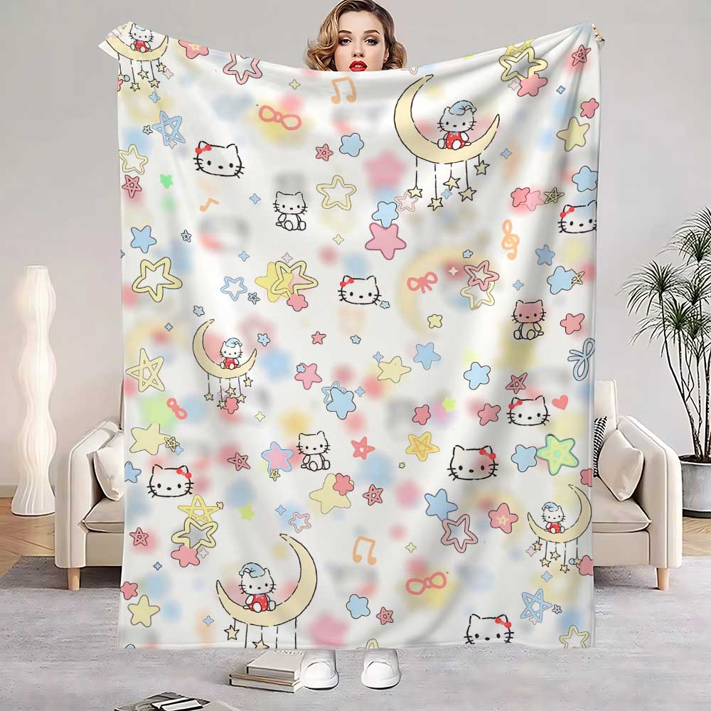 

Kawaii Hellos Cat Fluffy Soft Blankets for Bed Home Blanket Custom Bedroom Decoration Bedspread the Sofa Throw Warm Winter Knee 75x90cm