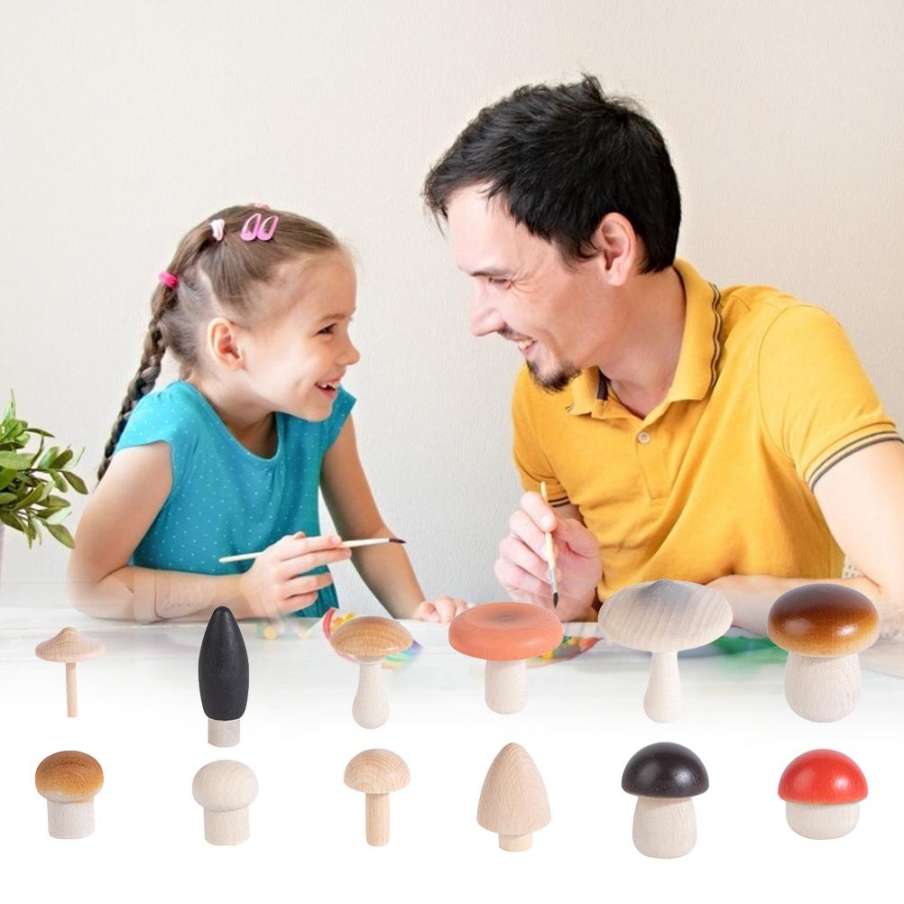 Jucării din lemn pentru cules ciuperci, Joc de simulare cules ciuperci, Jucării educative pentru copii