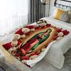 Virgin Mary with Roses Pattern Flannel Throw Blanket, All-Season Multipurpose for Home Decor, Nap,Office Shawl,Sofa,Travel