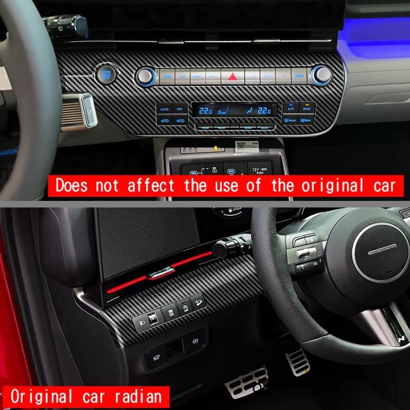 For Hyundai KONA 2024 2025 ABS Front Dashboard Accessories Center Control Panel Air Switch Cover Trim Decoration Sticker Frame