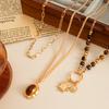 Maillard Style Tiger Eye Stone Pendant Y-shaped Thin Chain Sweater Necklace Women's Fashion Adjustable Rope Chain Daily Jewelry
