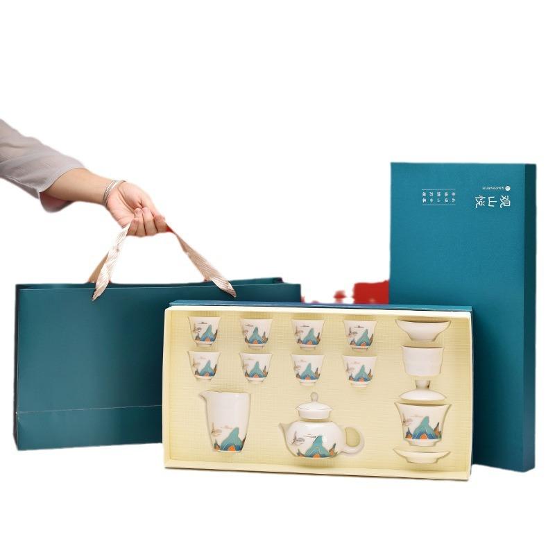 Suet jade Kung Fu tea set merchandise company business Mid-Autumn Festival f real estate opening event gifts